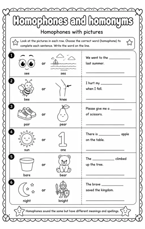 Homophones with pictures