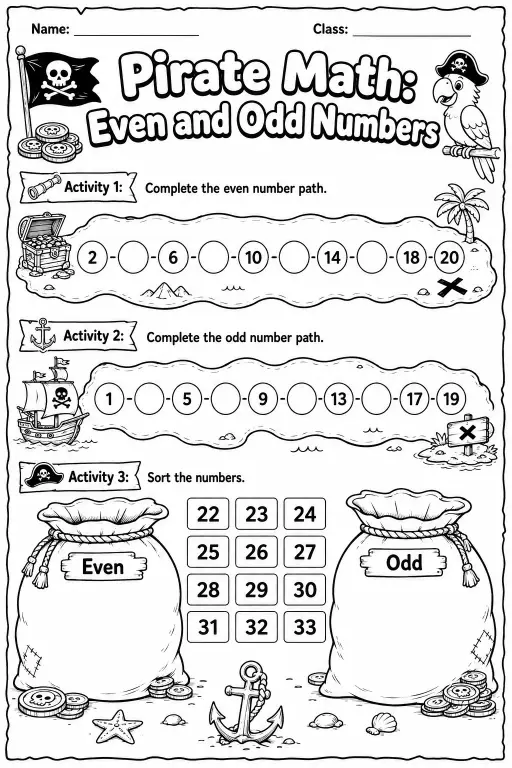 Pirate Math: Capacity and Volume Worksheet