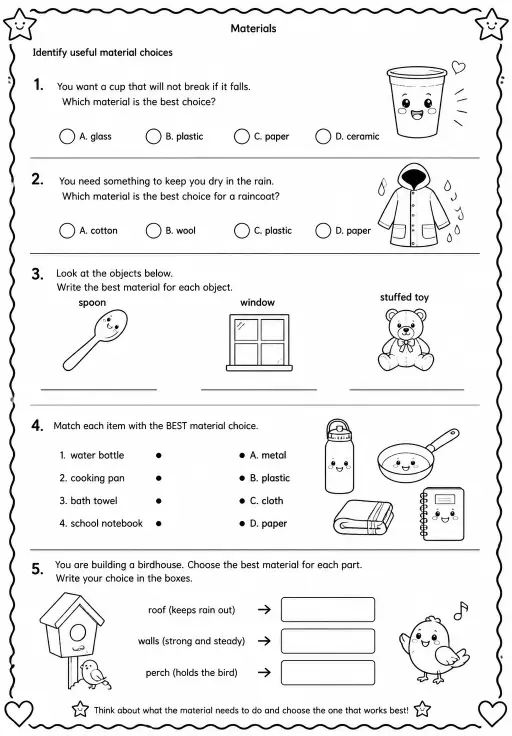 Identify useful material choices