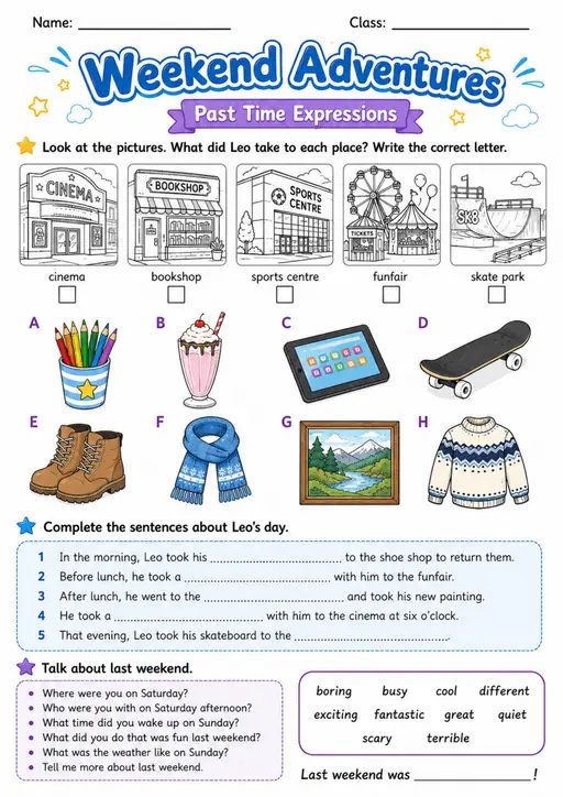 Cambridge MOVERS - Weekend Adventures | Free Worksheet