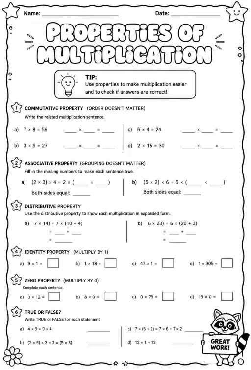 Properties of multiplication