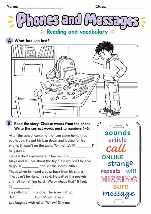 Cambridge Flyers - Phones and Messages | Free Worksheet