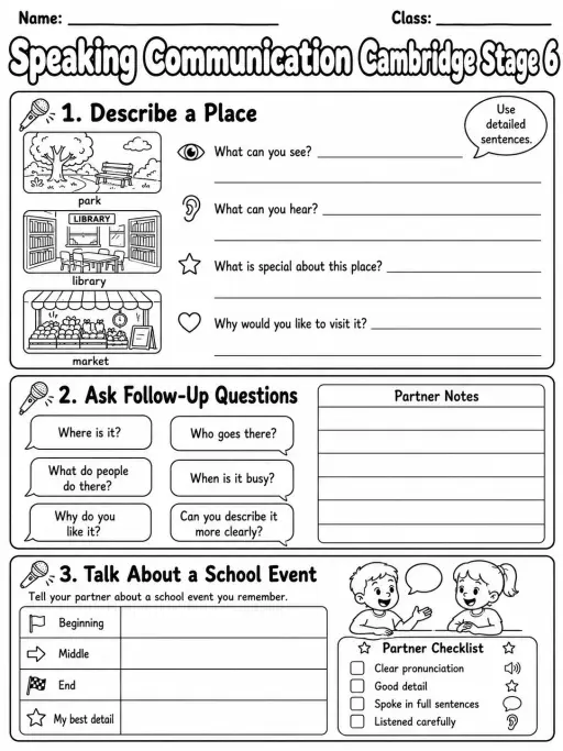 Speaking Communication Cambridge Stage 6