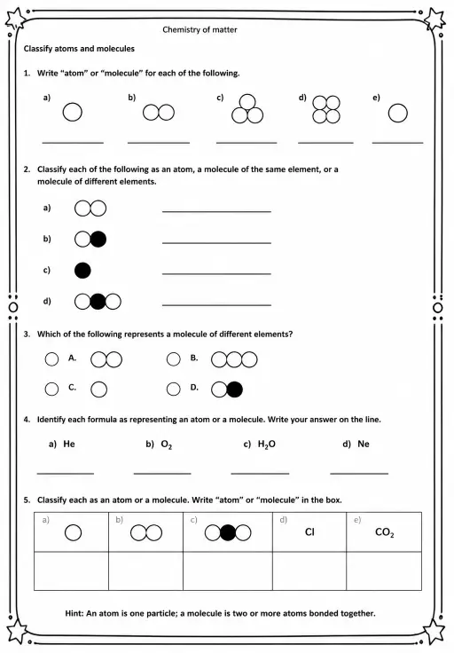 Classify atoms and molecules