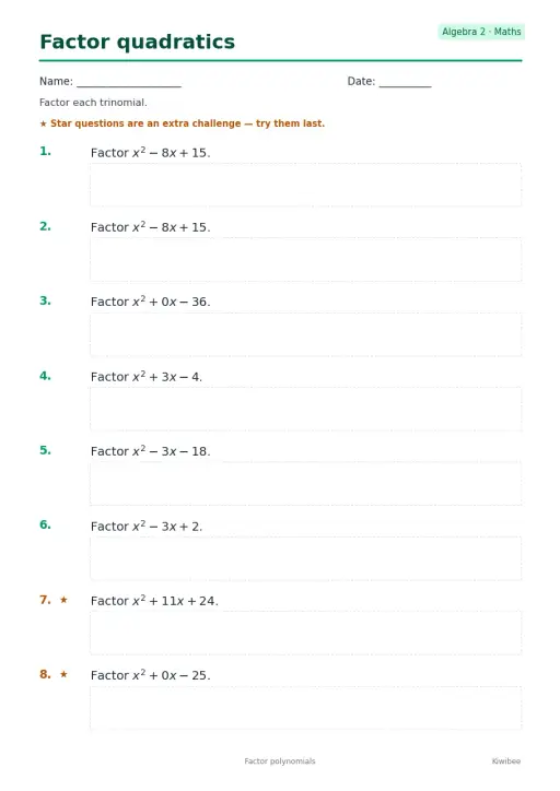 Factor quadratics