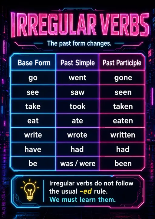 Irregular Verbs Infographic