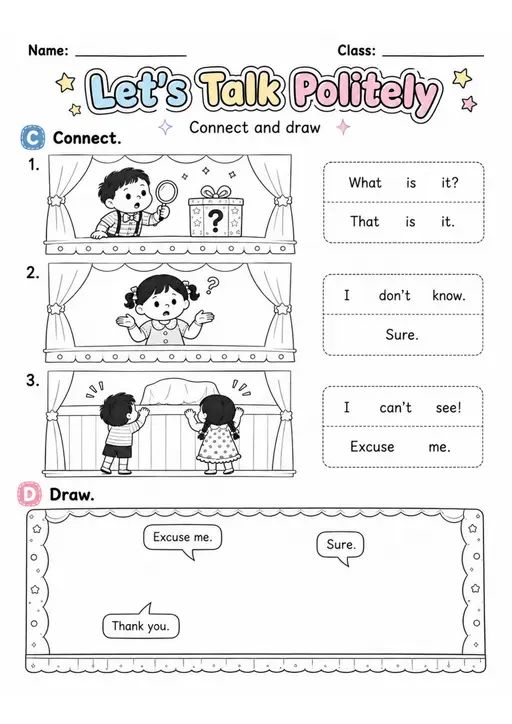 Let's Talk Politely | Grade 1 Vocabulary Worksheet