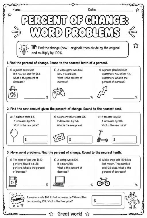 Percent of change: word problems