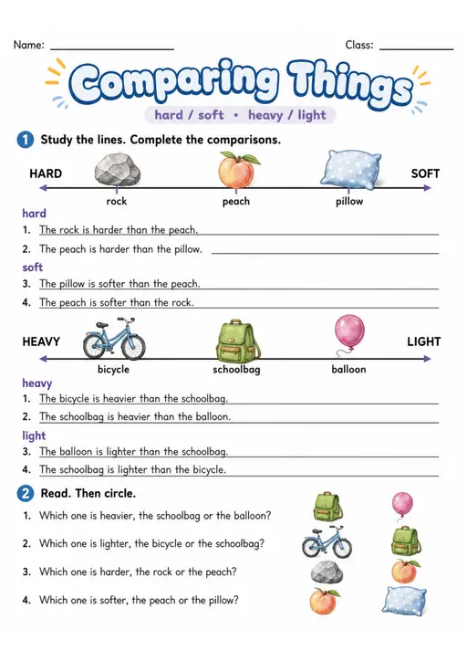 Comparing Things | Grade 2 English Language Arts Worksheet