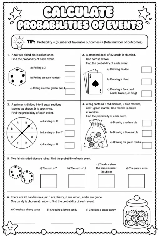 Calculate probabilities of events