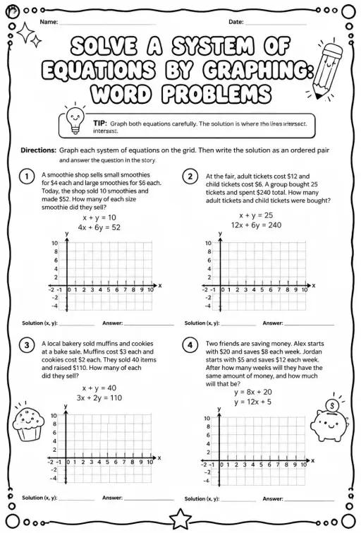 Solve a system of equations by graphing: word problems