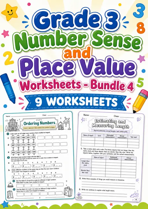 Grade 3 Number Sense and Place Value Worksheets - Pack 4