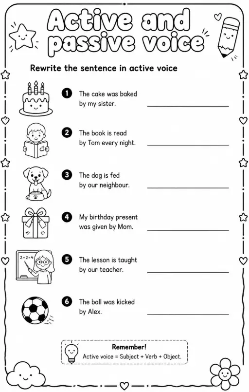 Rewrite the sentence in active voice