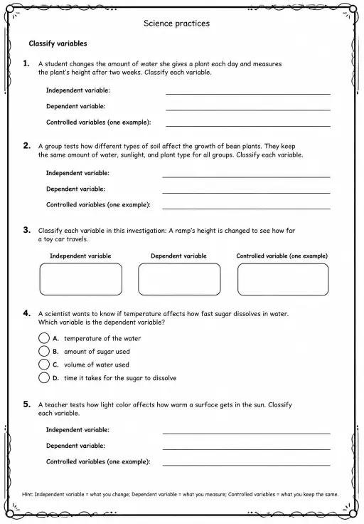Classify variables