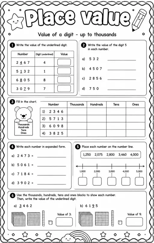 Value of a digit - up to thousands