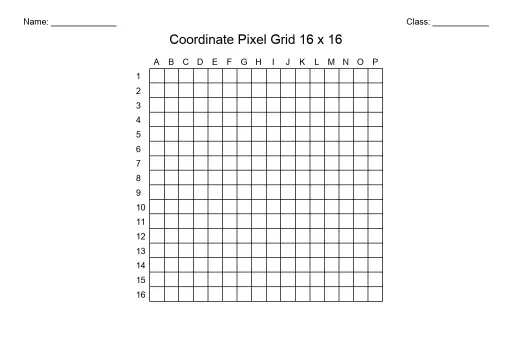 Pixel Grid with Coordinates 16x16