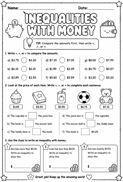 Inequalities with money