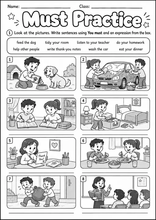 Must Practice | Grades 3-4 Grammar Worksheet