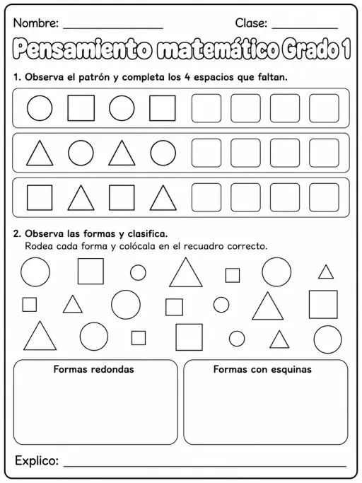 1.º grado - repaso de matemáticas - Paquete de fichas - Conjunto 3