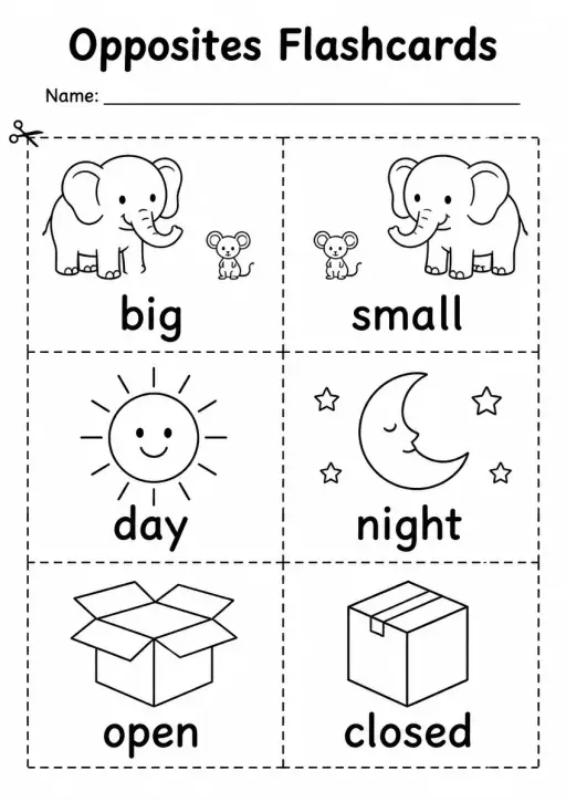 Opposites Flashcards — Kindergarten