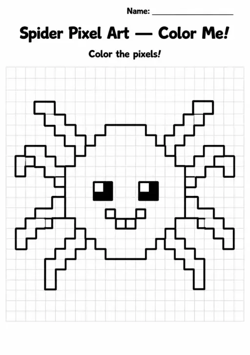 Spider Pixel Art Coloring Page