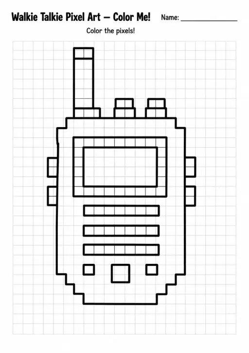 Walkie Talkie Pixel Art Coloring Page
