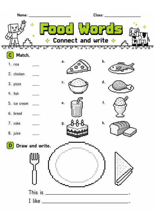 Food Words 2 | Grade 1 Vocabulary Worksheet