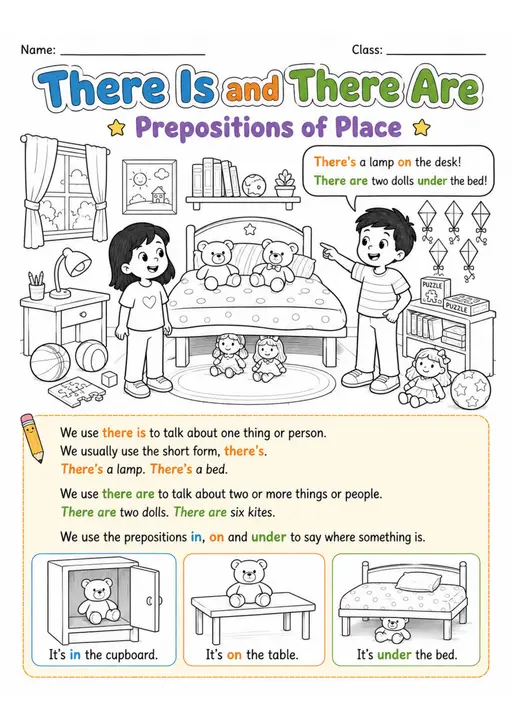 There Is And There Are | Grades 2-3 Grammar Worksheet