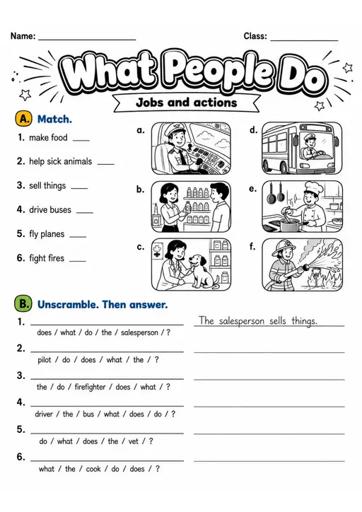 What People Do | Grade 2 Vocabulary Worksheet