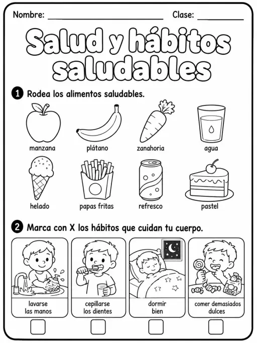 1.º grado - cuerpo humano y salud - Paquete de fichas - Conjunto 5