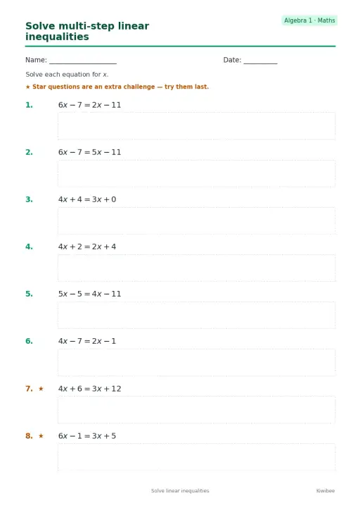 Solve multi-step linear inequalities