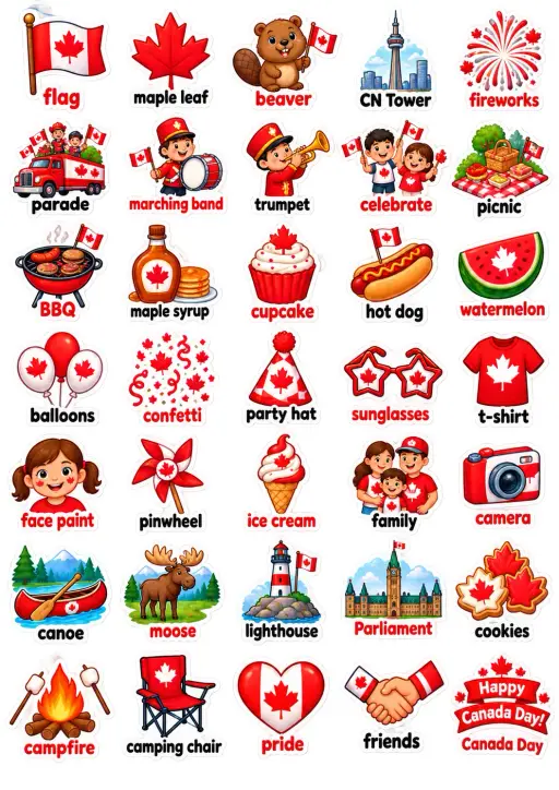 Countries Canada to Comoros Vocabulary Sticker Pack