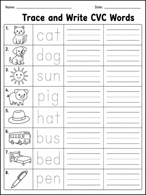 Trace and Write CVC Words
