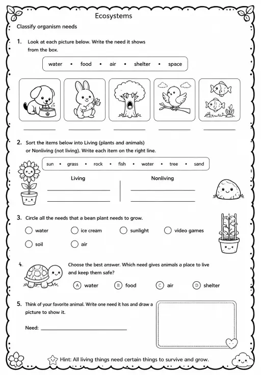 Classify organism needs
