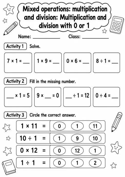 Grade 3 Mixed Operations: Multiplication And Division Math Worksheet Pack