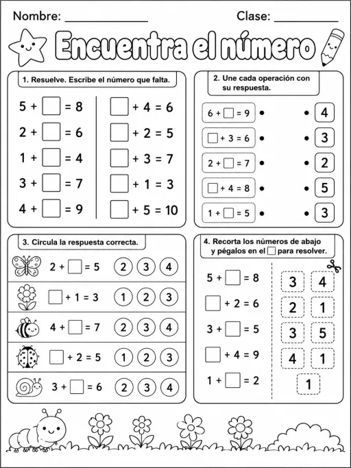 5.º grado - repaso mixto: ecuaciones y patrones - Paquete de fichas - Conjunto 2