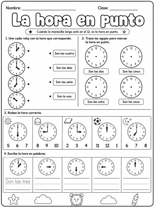 3.º grado - repaso mixto: tiempo y calendario - Paquete de fichas - Conjunto 2