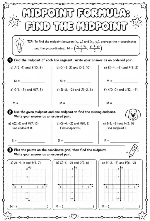 Midpoint formula: find the midpoint