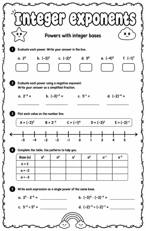 Powers with integer bases