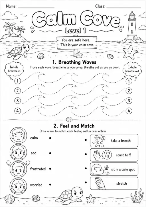 Calm Cove Mindfulness Worksheet Pack