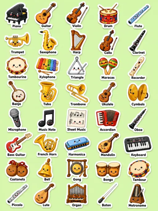 Music Printable Sticker Sheet
