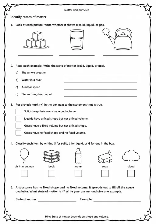 Identify states of matter