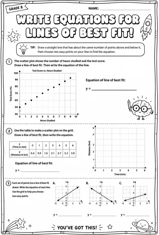 Write equations for lines of best fit