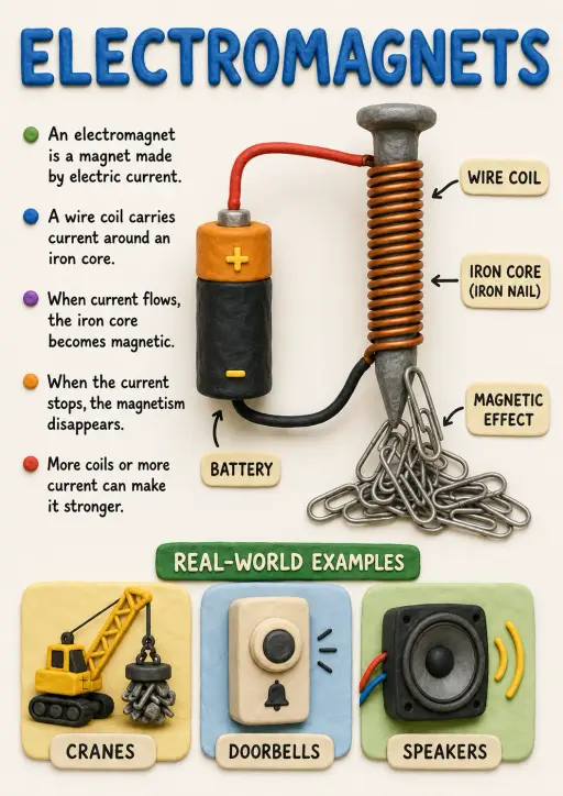 Electromagnets Electricity and Magnetism Infographic