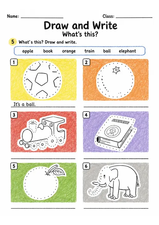 Draw and Write with A or An | Grade 1 Grammar Worksheet