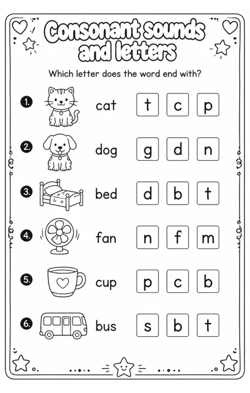Which letter does the word end with?
