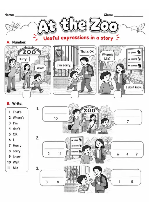 At the Zoo Story | Grade 1 Reading and Writing Worksheet