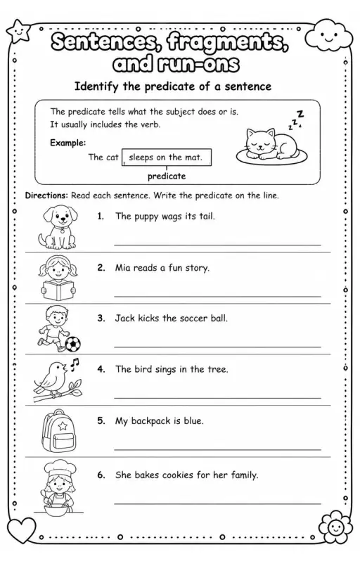 Identify the predicate of a sentence
