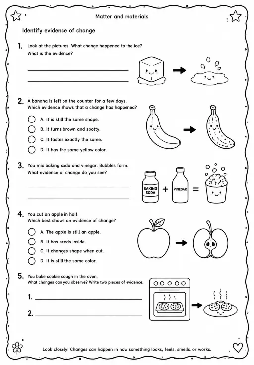 Identify evidence of change