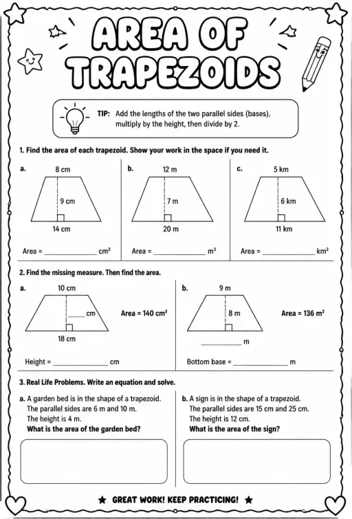 Area of trapezoids